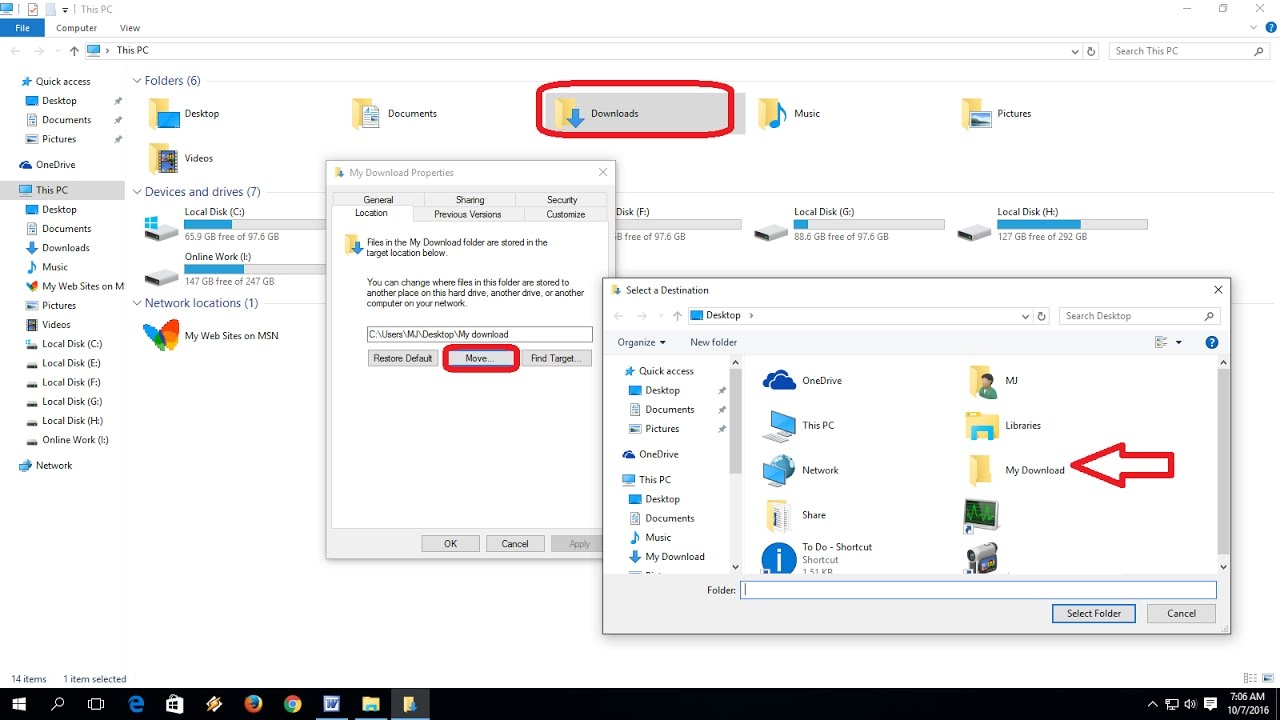 path to downloads folder windows 10